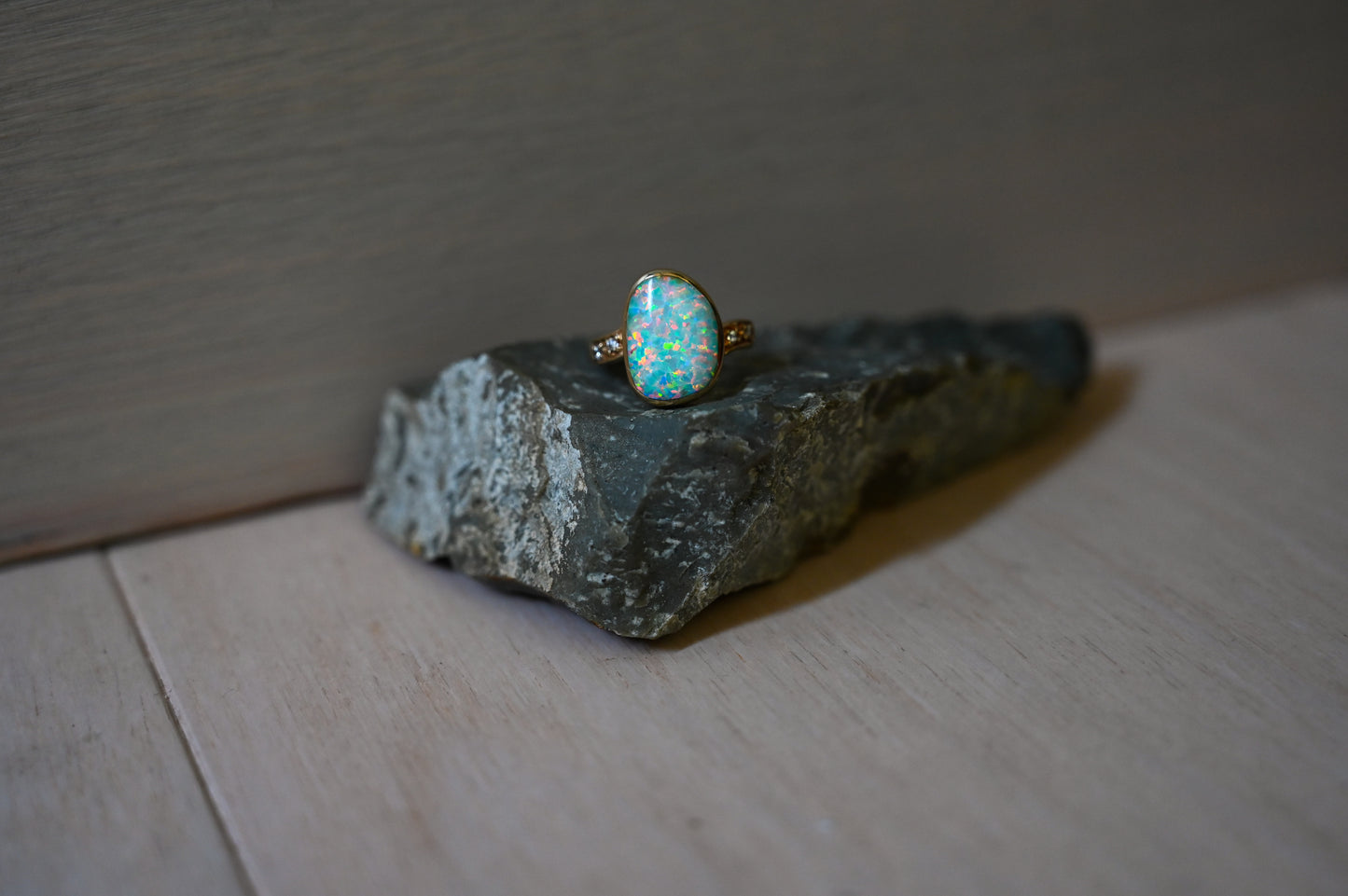 14K Yellow Gold Opal Doublet Ring