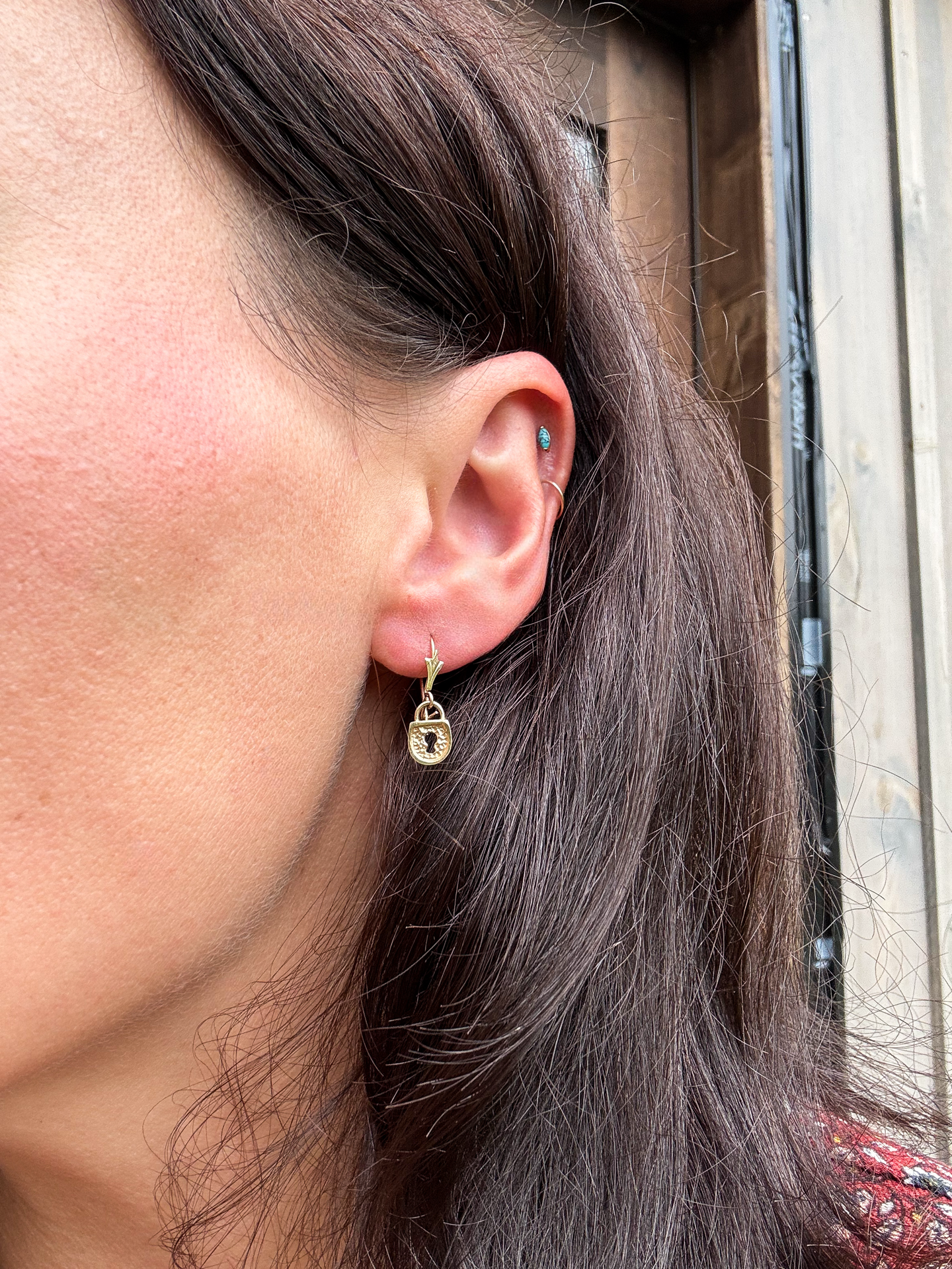 Vintage 14k Gold Padlock Earrings