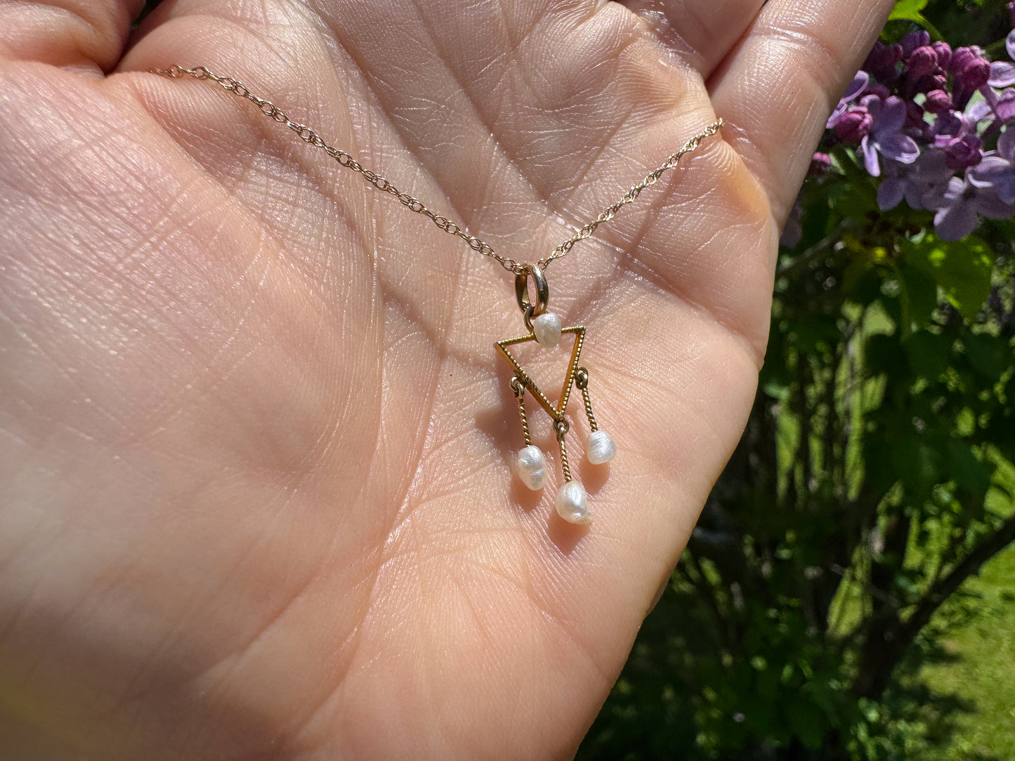 Victorian 14K Yellow Gold & Baroque Pearl Pendant Necklace