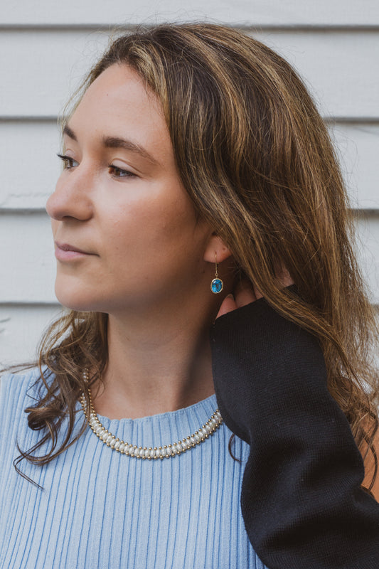 14k Yellow Gold & Blue Topaz Earrings