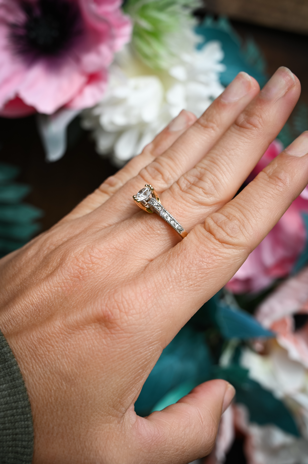 Vintage Diamonique 14k Yellow Gold & Cubic Zirconia Ring – Size 7.25