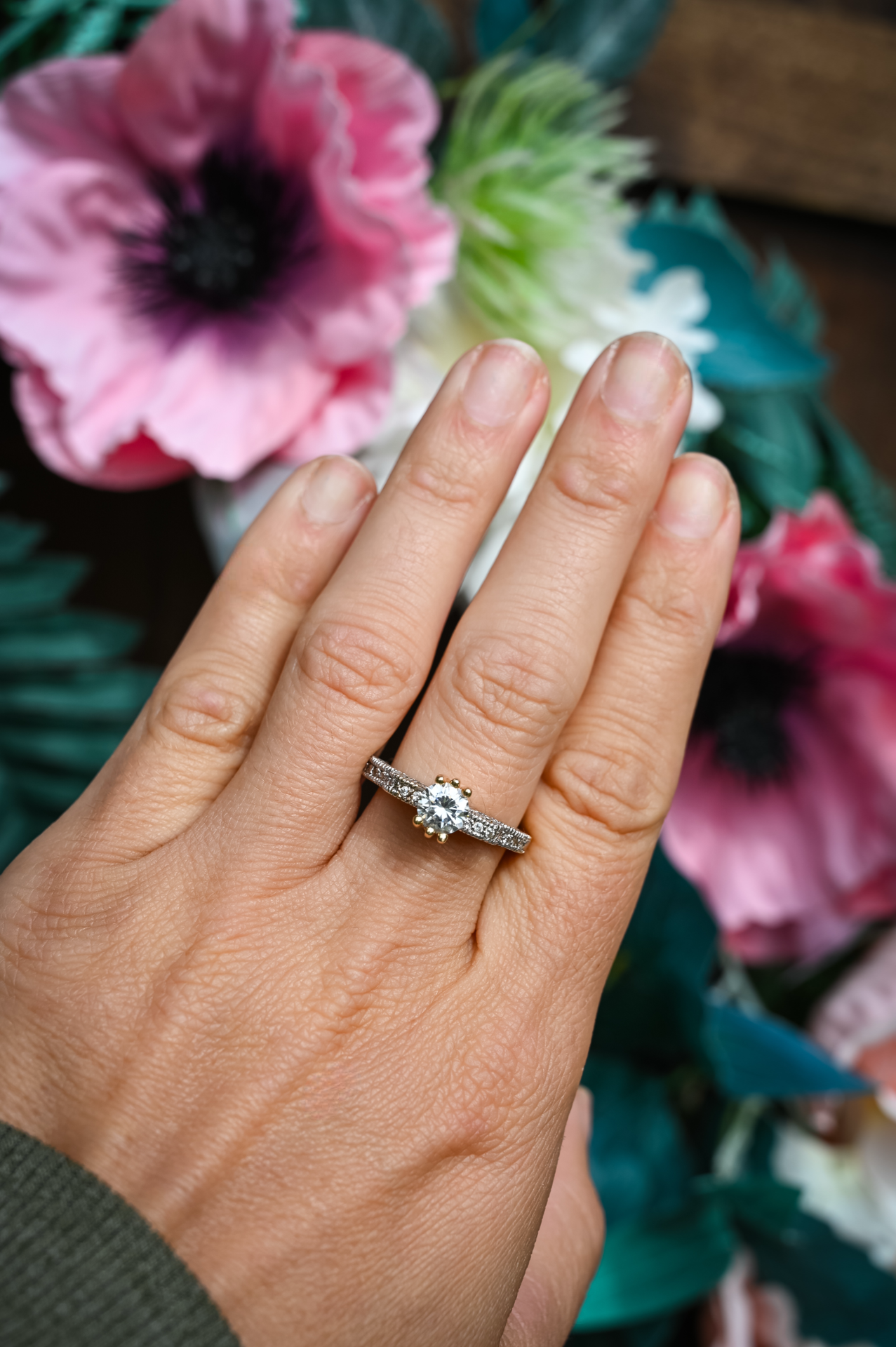 Vintage Diamonique 14k Yellow Gold & Cubic Zirconia Ring – Size 7.25