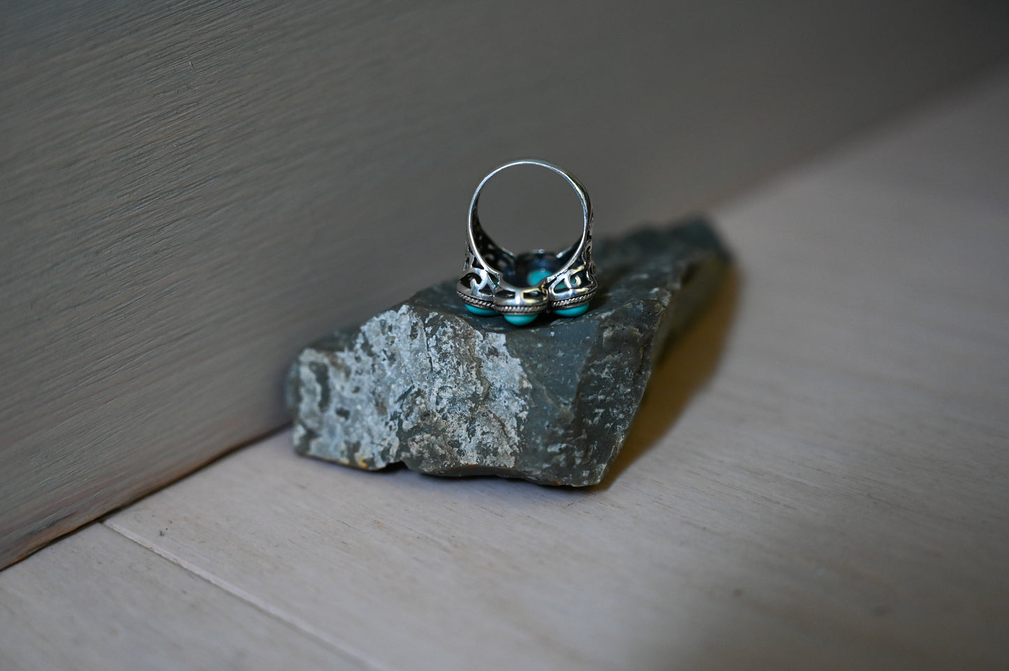 Sterling Silver Turquoise Flower Ring