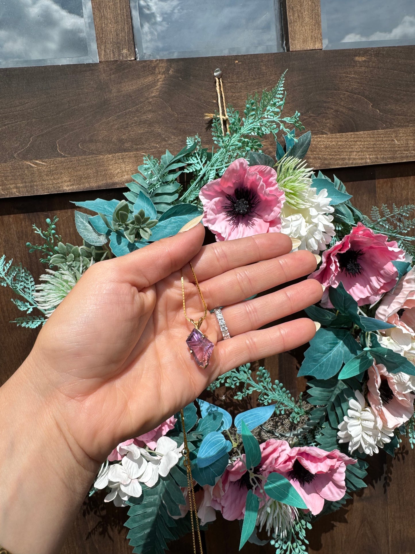 Vintage 14k Yellow Gold Amethyst Necklace – 23” Chain