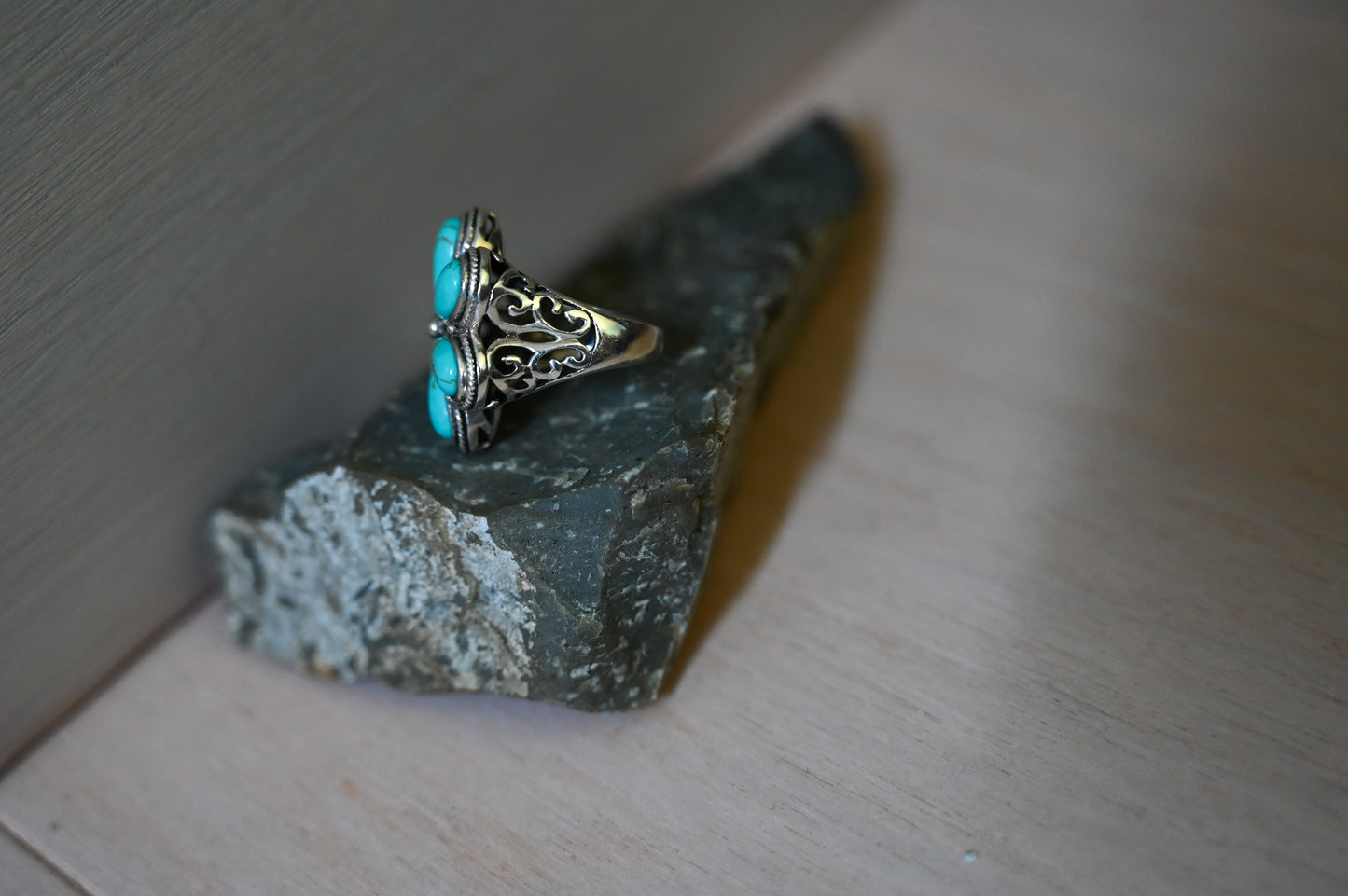 Sterling Silver Turquoise Flower Ring