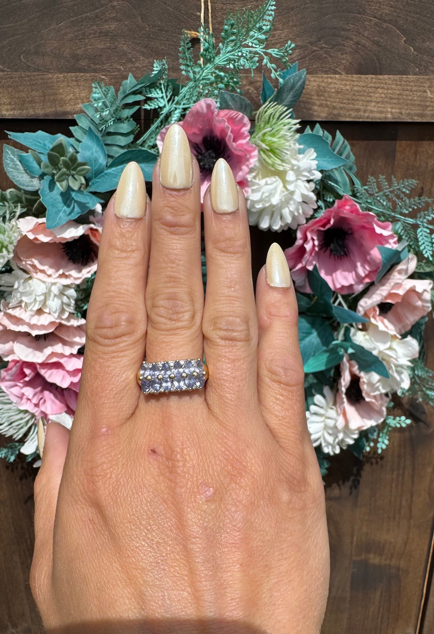 Tanzanite & Diamond Ring | 14K Yellow Gold | Size 9.25