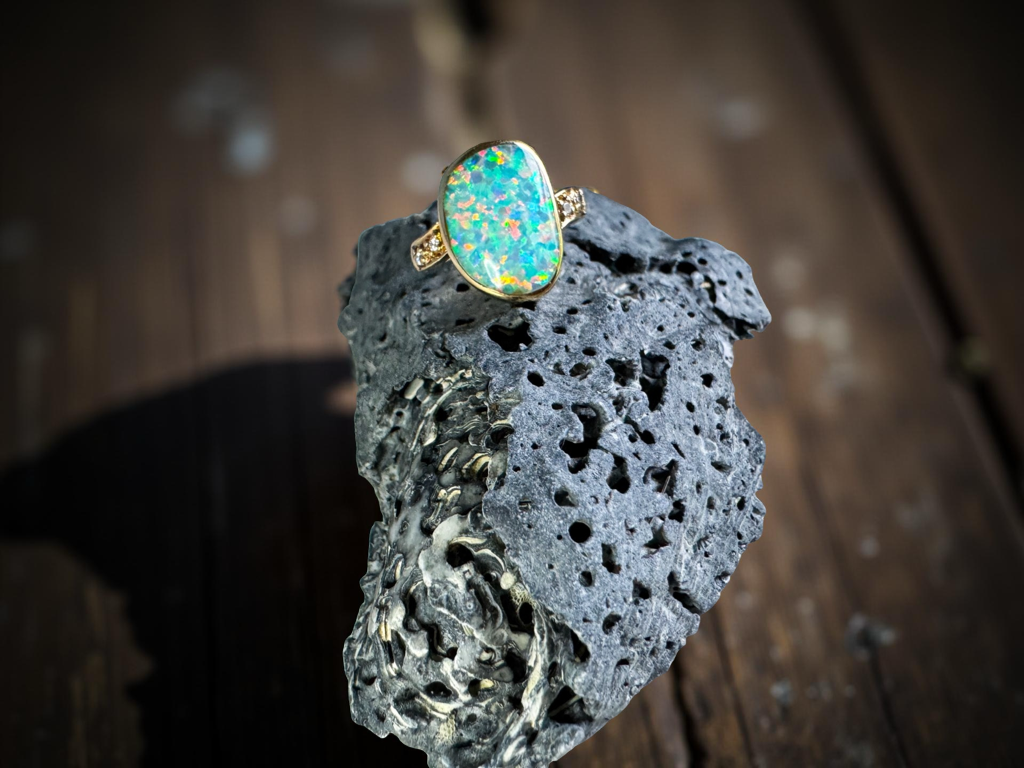 14K Yellow Gold Opal Doublet Ring