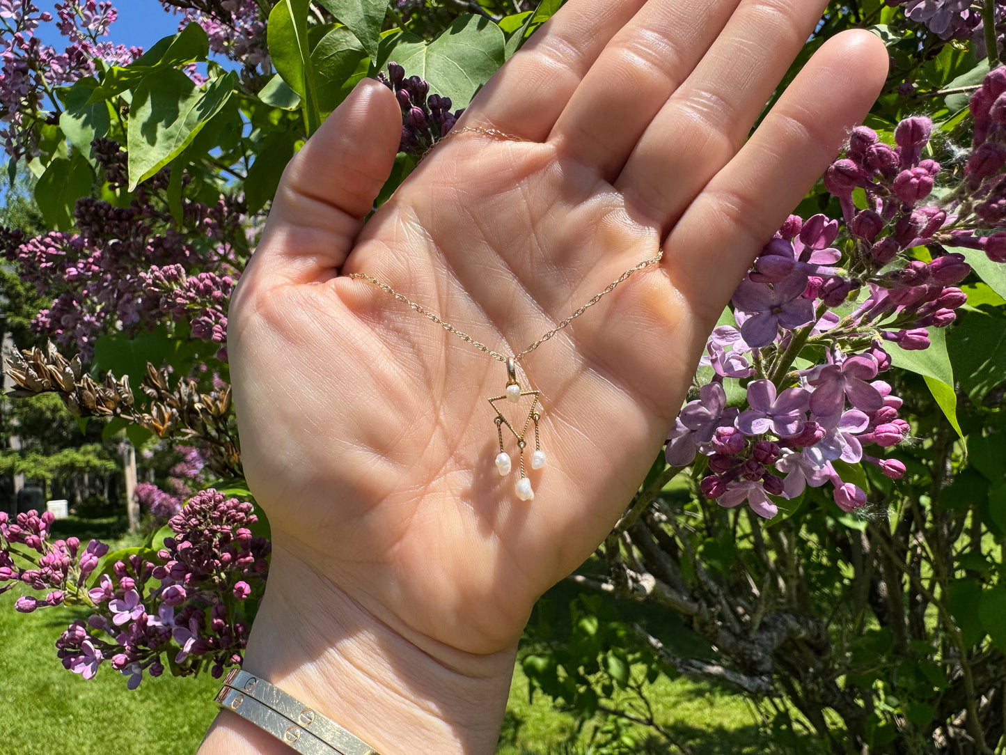 Victorian 14K Yellow Gold & Baroque Pearl Pendant Necklace